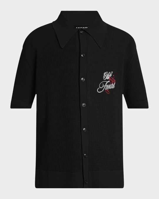 Amiri Men's Club Amiri Crochet Short-Sleeve Shirt | Neiman Marcus