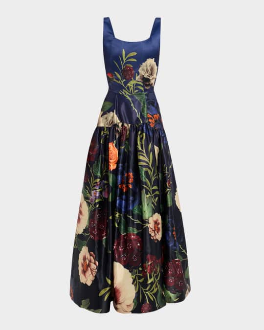 Alice + Olivia Maxine Embellished Drop-Waist Gown | Neiman Marcus