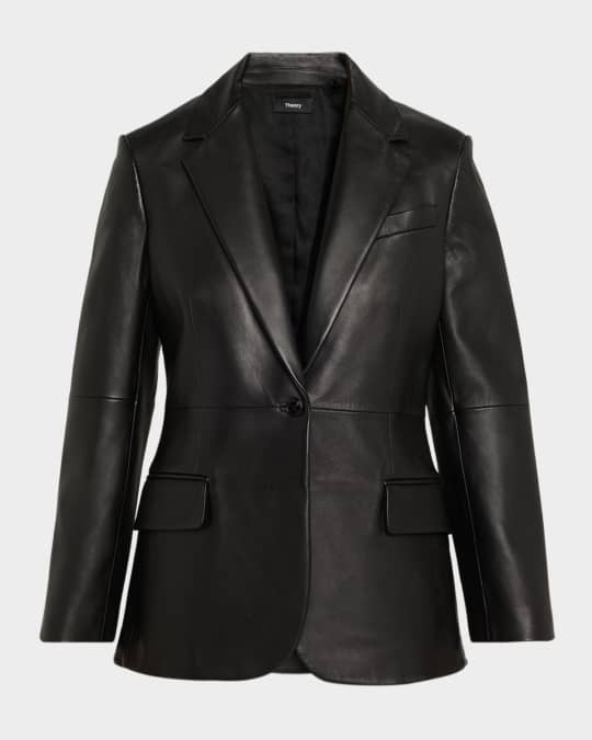 Theory Lynnia Lambskin Leather Blazer | Neiman Marcus