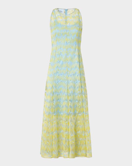 Akris punto Scribble Embroidered Tulle Sleeveless Maxi Dress | Neiman ...