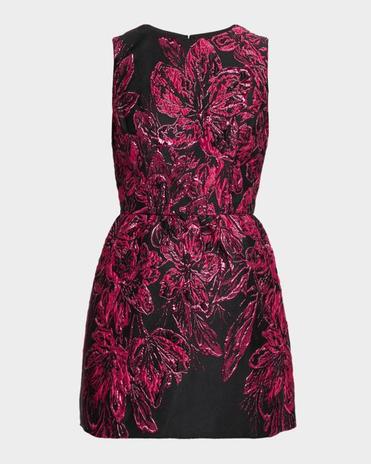 Dress the Population Black Label Jackie Floral Jacquard Fit-&-Flare Mini Dress