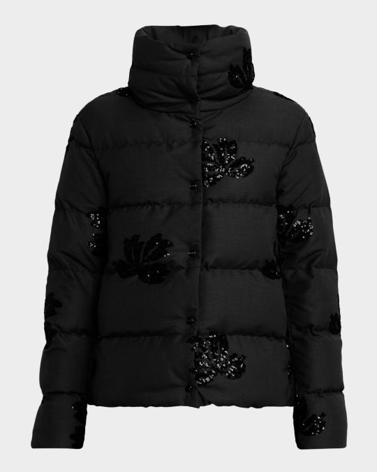 Herno Embellished Short Flannel Down Jacket | Neiman Marcus