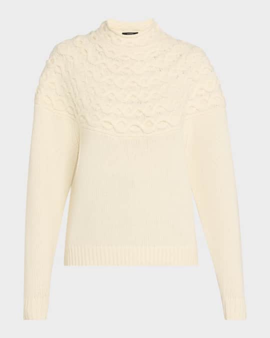 Theory Cashmere-Blend Cable-Knit Sweater | Neiman Marcus