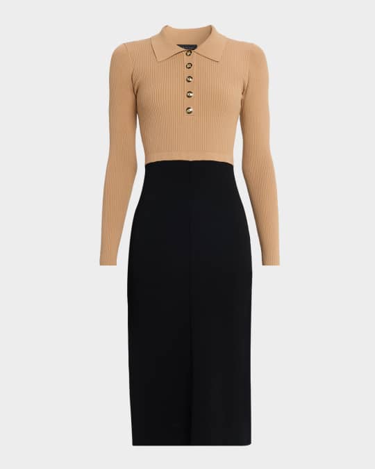 The Esme Two-Tone Knit Midi Sweater Dress