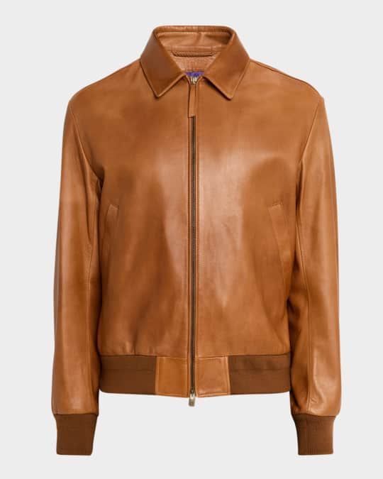 Ralph Lauren Purple Label Men's Plonge Leather Jacket | Neiman Marcus