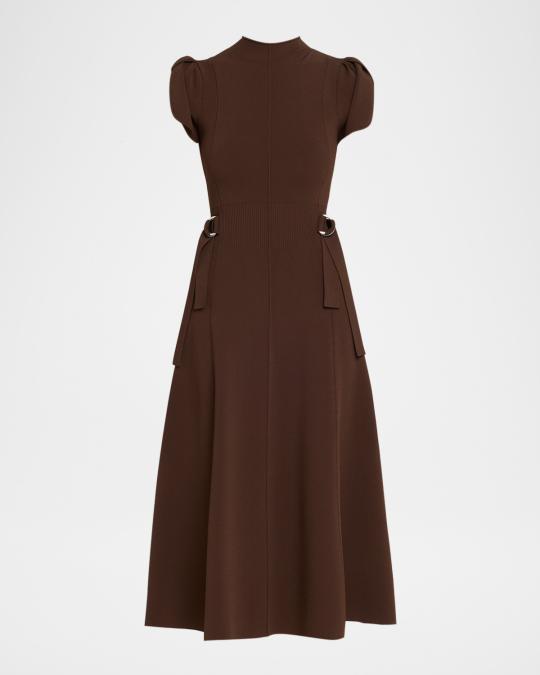 3.1 Phillip Lim Tulip-Sleeve Compact Rib Midi Dress | Neiman Marcus