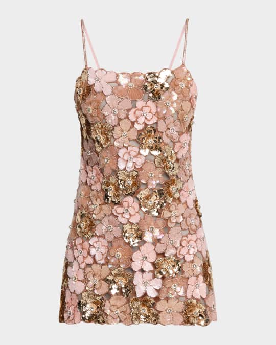 LoveShackFancy Aleria Sequined Floral Mini Dress | Neiman Marcus