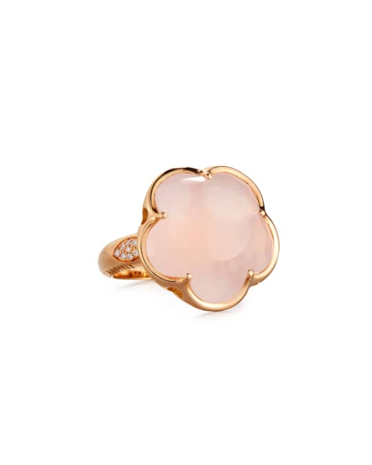 Pasquale Bruni 18K Rose Quartz & Diamond Flower Ring, Size 7 | Neiman ...