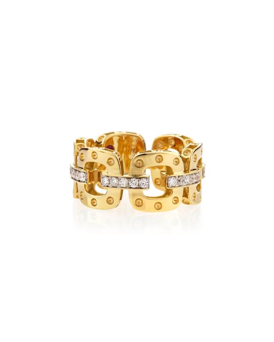 Roberto Coin 18k Yellow Gold Pois Moi Band Ring with Diamonds, Size 6.5 ...