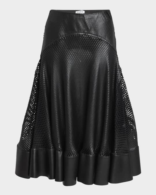 ALAIA Perforated Leather Flare Skirt | Neiman Marcus