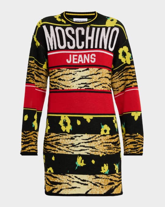 Logo Jacquard Wool Sweater Dress