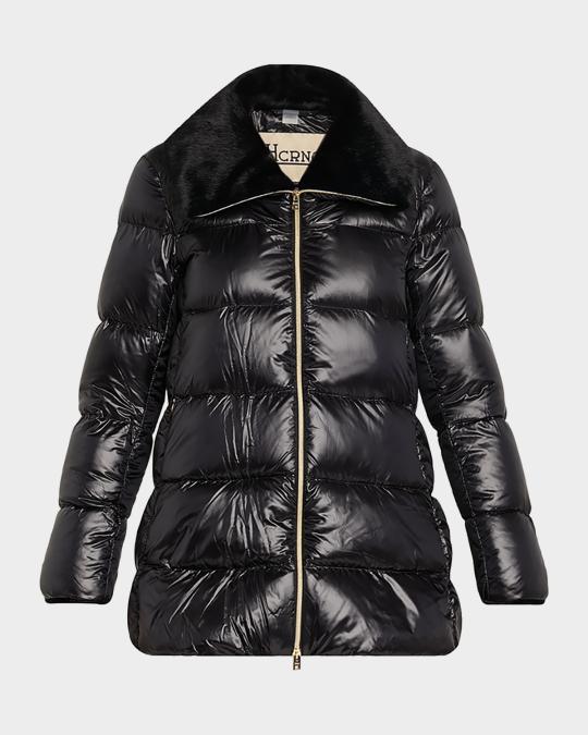 Herno Ultralight Nylon Down Jacket with Alternative Fur | Neiman