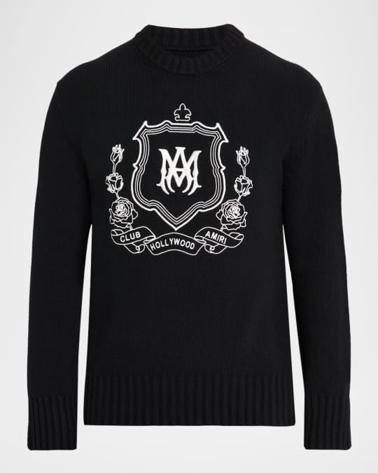 Amiri Men's Wool MA Crest Crewneck Sweater | Neiman Marcus