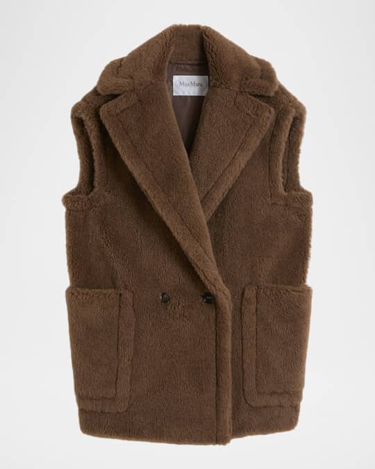 トップス Wool Mohair Teddy Vest Max Mara Oversized Wool-Alpaca Teddy Gilet | Neiman Marcus