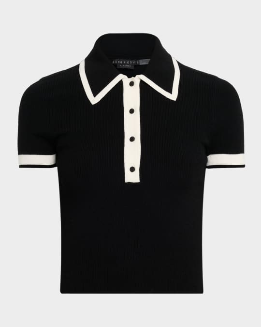 ERMA POLO TシャツALICE+OLIVIA ALICE + OLIVIA Ramona Pointelle Knit Polo | Neiman Marcus