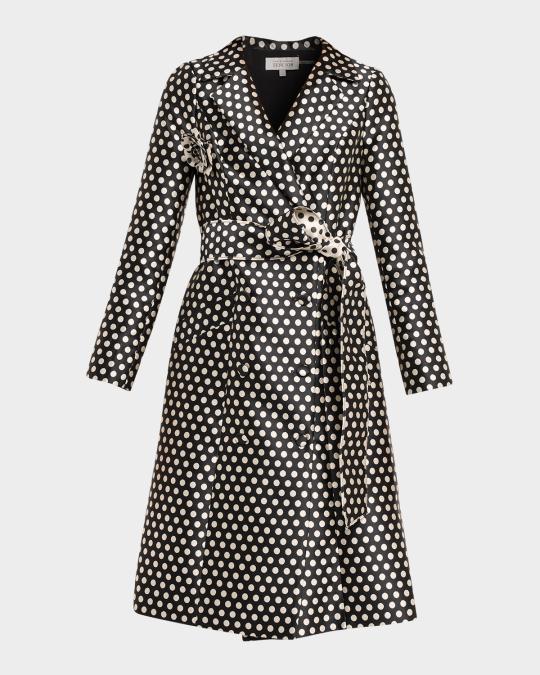Rickie Freeman for Teri Jon Polka Dot Mikado Coat Dress | Neiman