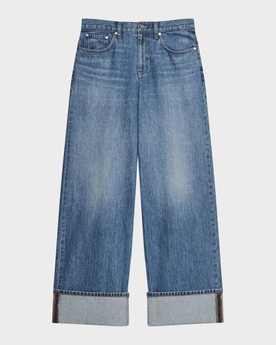 Helmut Lang Low-Rise Drop Jeans | Neiman Marcus