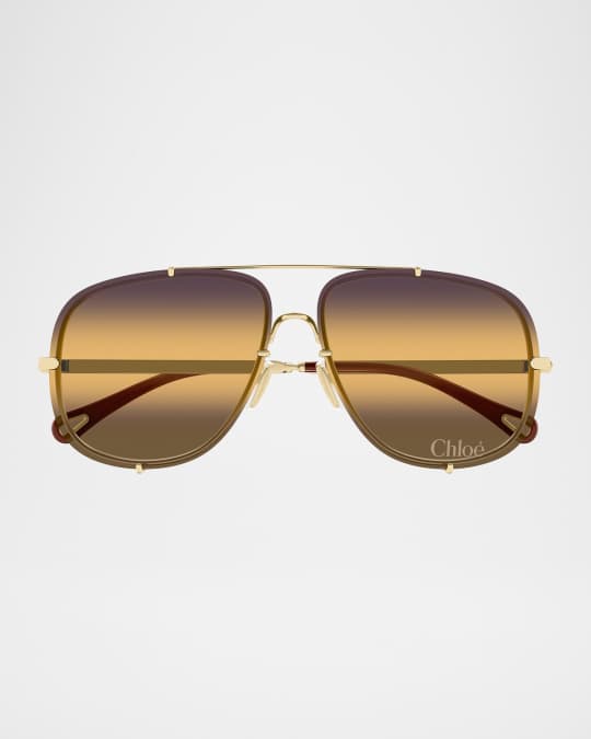 Chloe Ivy 62mm Metal Aviator Sunglasses | Neiman Marcus