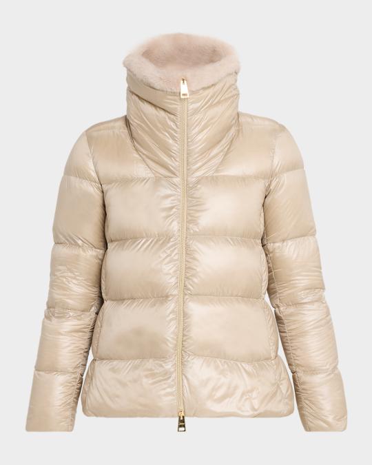 Herno Ultralight Nylon Down Jacket with Alternative Fur | Neiman