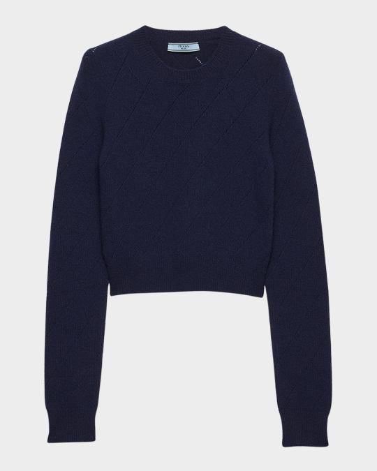トップス special! PRADA 15ss cashmere sweater Prada Crewneck Diamond Knit Cashmere Sweater | Neiman Marcus