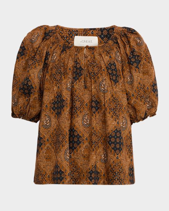 The Great Moorland Puff-Sleeve Top in Bandana Print