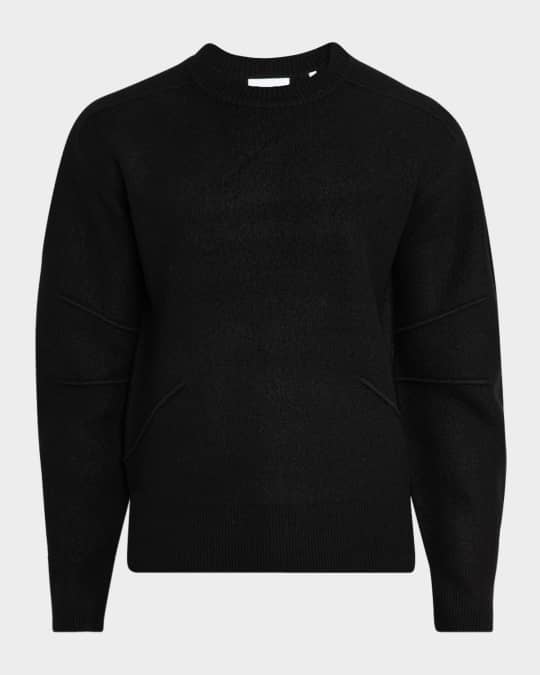 helmutlang 黒 長袖ニット M Helmut Lang Men's Pintuck Seam Boiled Wool Crewneck Sweater