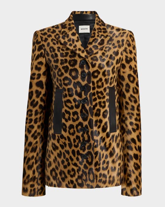 Khaite Saraphina Leopard-Print Ponyhair Single-Breasted Jacket