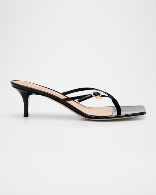 Gianvito Rossi 55mm Leather Thong Sandals | Neiman Marcus