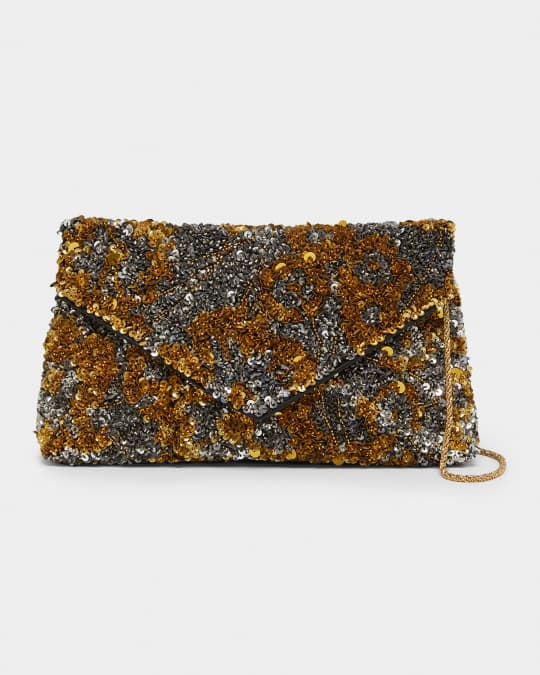 Dries Van Noten Sequined Envelope Clutch Bag | Neiman Marcus