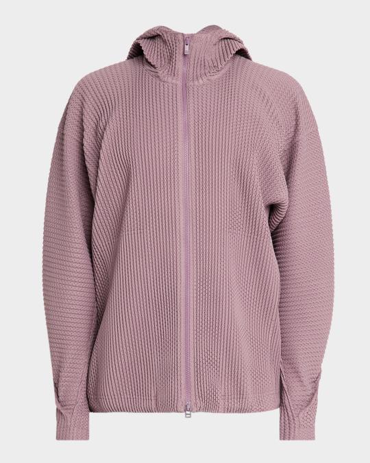 Homme Plissé Issey Miyake Men's Wickerwork Mesh Full-Zip Hoodie