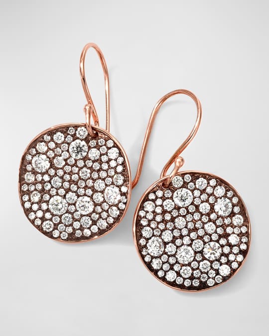18k Rose Gold Stardust Flower Diamond Drop Earrings