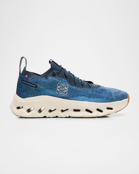 Loewe x On Men's Cloudtilt Denim-Print Running Shoes | Neiman Marcus