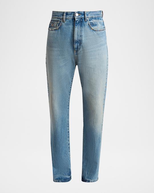 VERSACE ジーンズ VERSACE JEANS メデューサ Versace Men's Studded Slim-Fit Medusa Jeans | Neiman Marcus