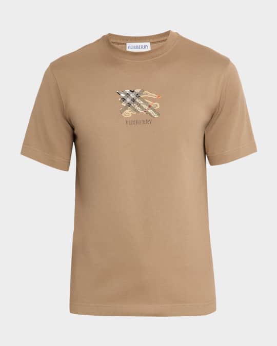 Burberry Men's Embroidered EKD Check Logo Slim-Fit Cotton T-Shirt