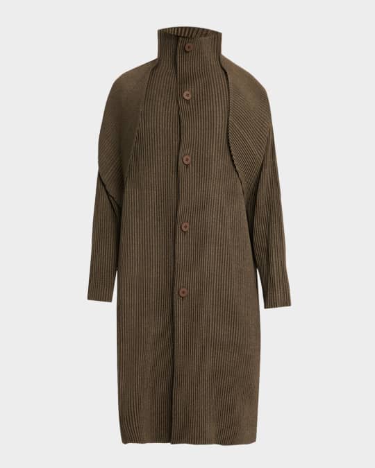 HOMME PLISSE WOOL LIKE LIGHTブラウンサイズ1　コート Homme Plisse Issey Miyake Men's Wool Like Light Pleated Long Coat