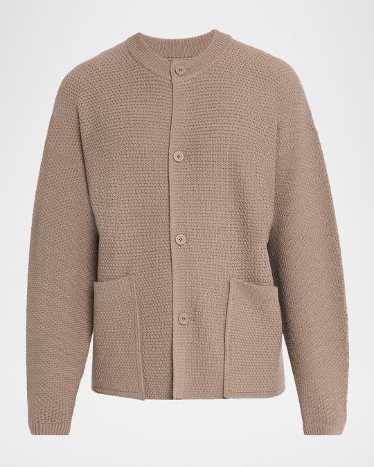 Homme Plisse Issey Miyake Men's Rustic Knit Cardigan | Neiman Marcus