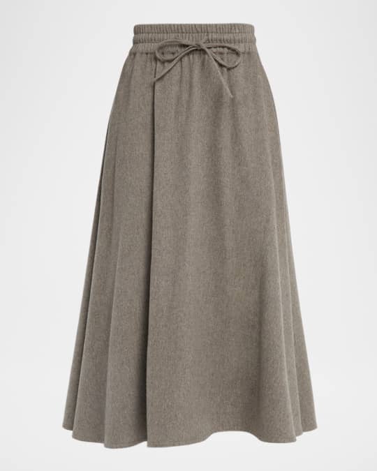 Co Brushed Wool-Cashmere Drawstring Maxi Skirt | Neiman Marcus