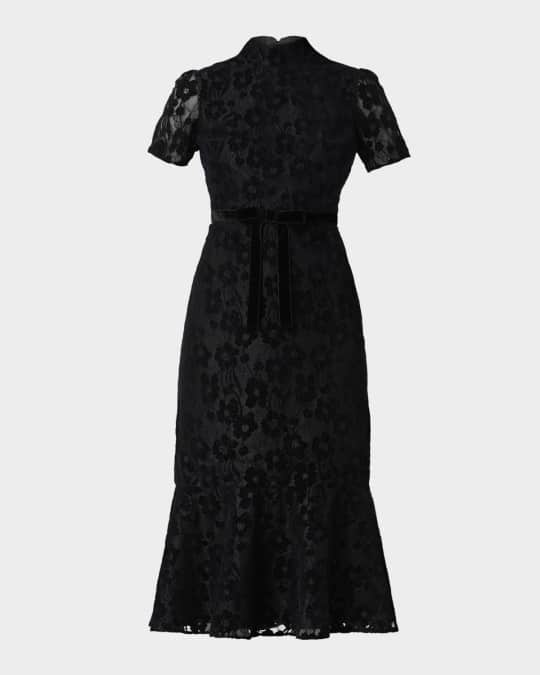 Shoshanna Pierre Bow-Front Lace Mermaid Midi Dress | Neiman Marcus