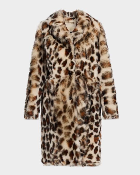 NILI LOTAN ニリロータン レオパード柄 ロングコート サイズ0 秋冬 Nili Lotan Morrison Leopard-Print Lamb Shearling Coat | Neiman Marcus