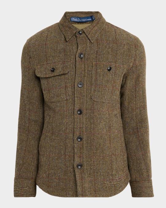 90s HARRIS TWEED ウール ジャケット /ラルフローレン シャツ Polo Ralph Lauren Men's Tick-Weave Harris Tweed Jacket | Neiman Marcus