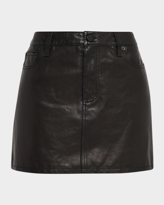 ALICE + OLIVIA Joss Leather Mini Skirt | Neiman Marcus