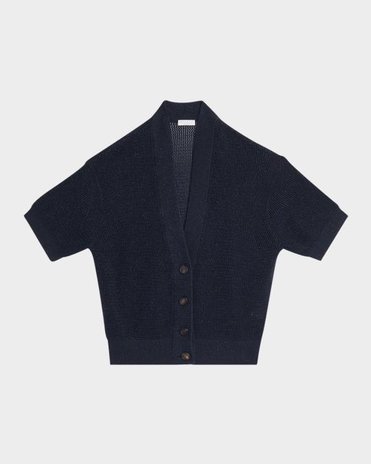 BRUNELLO CUCINELLI☆スパンコールカーディガン☆ Brunello Cucinelli Shimmering Diamond Knit Short-Sleeve Cardigan