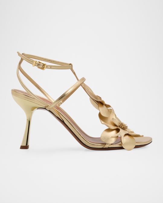 Zimmermann 85mm Orchid Metallic Leather Sandals | Neiman Marcus