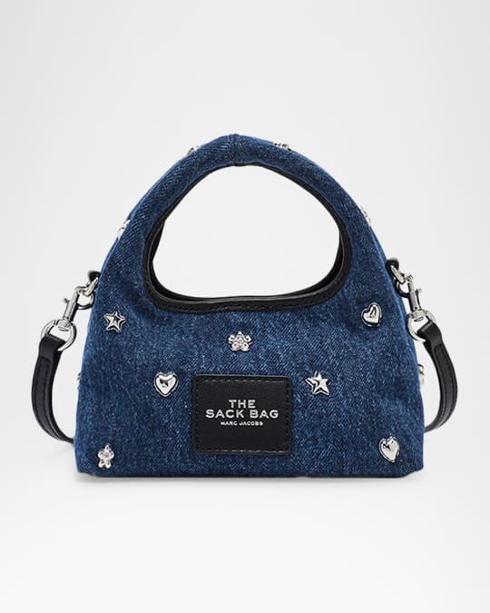 Marc Jacobs The Mini Icon Stud Denim Micro Top Handle Sack Bag