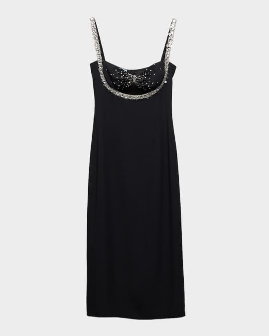 Prada Embellished Sabl Cutout Midi Dress | Neiman Marcus