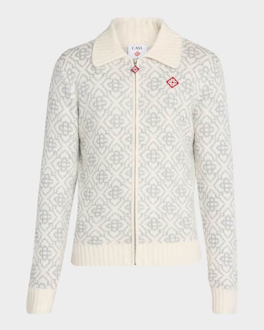 GMIK455B○CASABLANCA / カサブランカ MONAC CASABLANCA Men's Monogram Full-Zip Knit Cardigan | Neiman Marcus