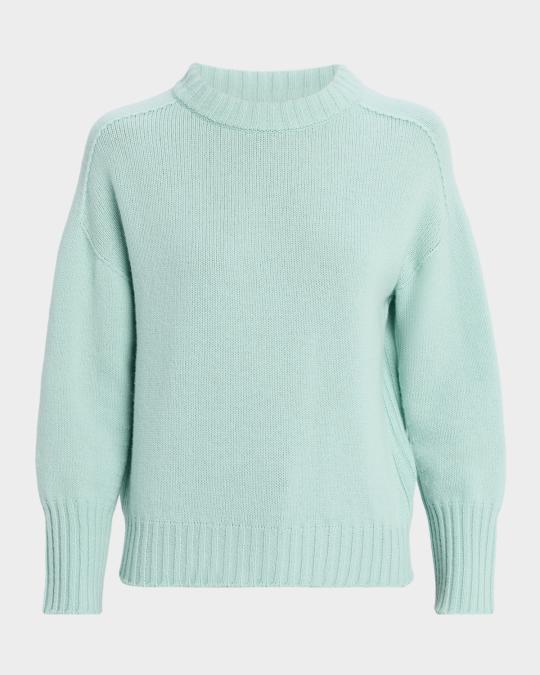 Oh My Goat Crewneck Chunky Rib-Trim Cashmere Sweater | Neiman Marcus