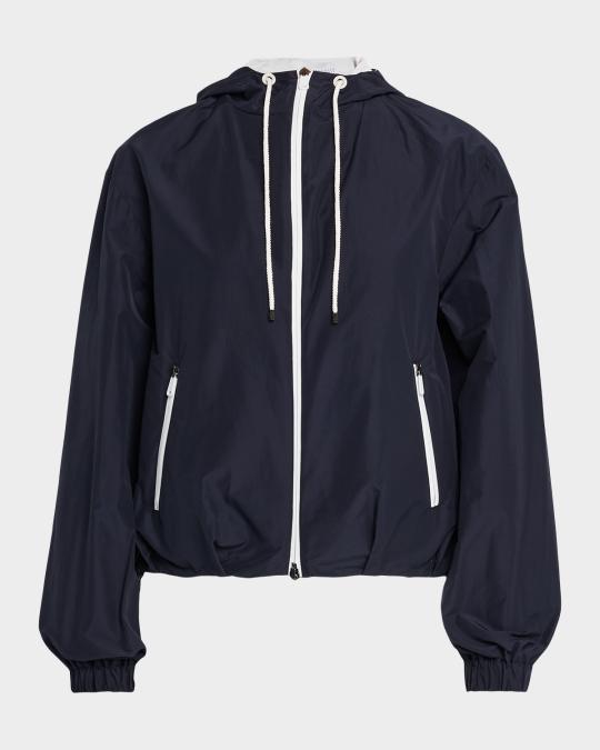 Brunello Cucinelli Techno Cotton Hooded Zip Jacket | Neiman Marcus