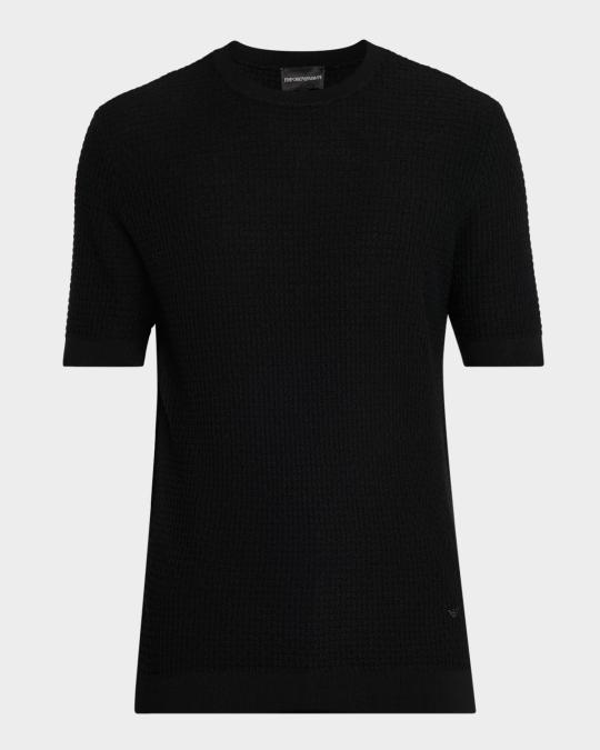 Emporio Armani Men's Texture-Knit Stretch Short-Sleeve Sweater