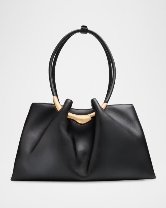 Cult Gaia Asa Pleated Leather Satchel Shoulder Bag | Neiman Marcus